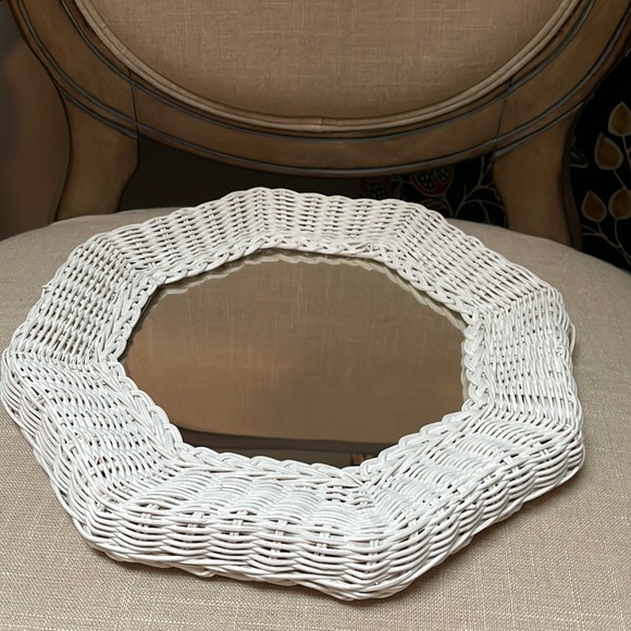 Wall Decor Vintage Boho White Wicker Mirror Octagon Shape Poshmark